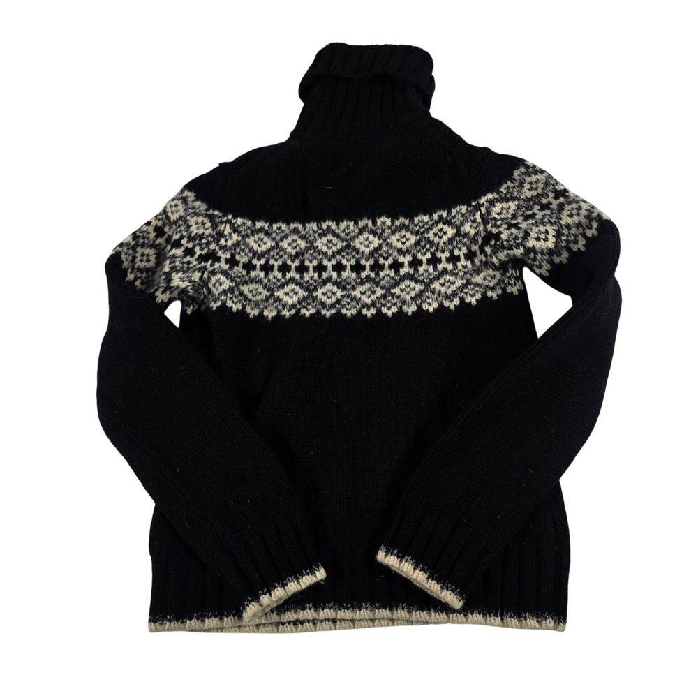Gap Womens Black‎ Fair Isle Lambswool Turtleneck Sweater Vintage 303025 S